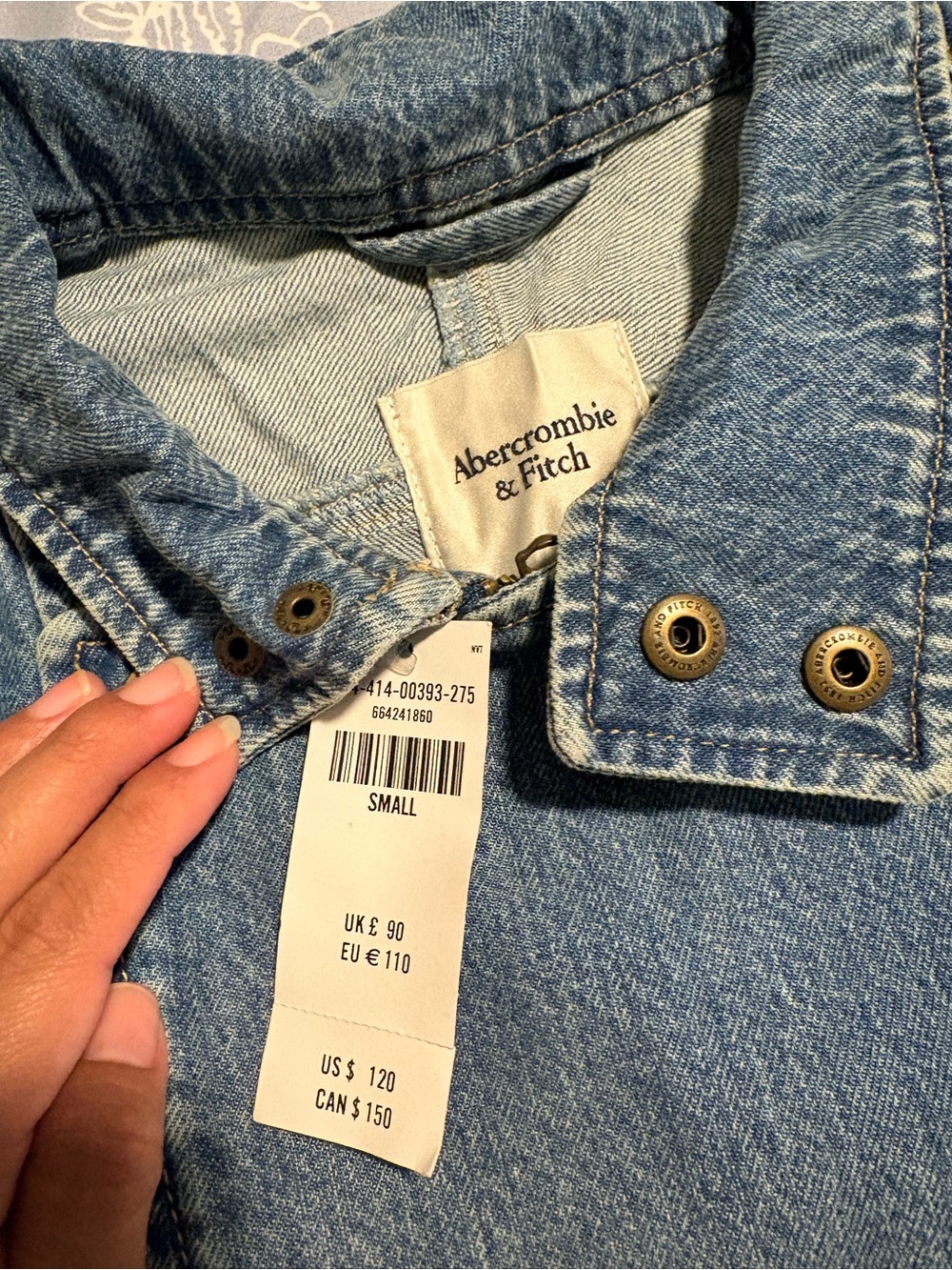 Abercrombie & Fitch Light Blue Denim Jacket with Snap Buttons